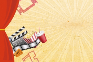 周末看电影卡通几何黄色banner