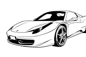 简约手绘线描跑车造型
