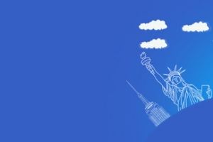 旅游美国简约蓝色banner背景