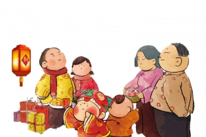 春节回家拜年过节主题插画