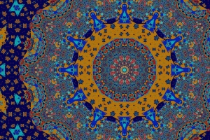 分形 图案 马赛克 抽象 蓝色 黄色 4k壁纸 3840x2160