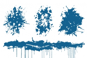 藏青色艺术喷涂矢量装饰图案-高清PNG透明墨迹笔触设计素材免费下载
