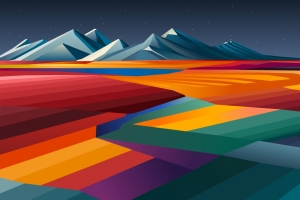 苹果 简约风景 山 夜景 创意 6k壁纸