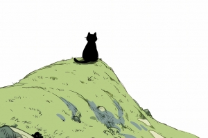 卡通黑猫简约风小米车机桌面壁纸 2880x1800高清免费下载