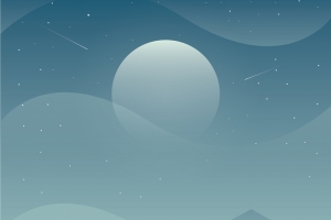 手绘夜晚的蓝天白云