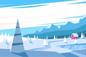 卡通雪原风景矢量图