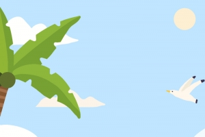 卡通西瓜浴创意背景图