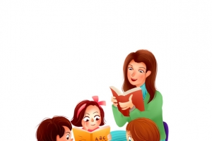 教师节老师在教一群小朋友学习