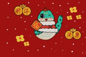 新年快乐蛇宝宝高清壁纸 2880x1800免费下载 适配平板笔记本便携设备