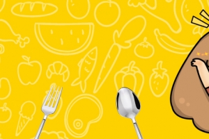 吃货节卡通童趣黄色banner