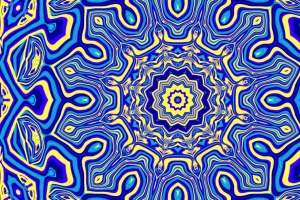 分形 万花筒 抽象 形状 蓝色 黄色 4k壁纸 3840x2160
