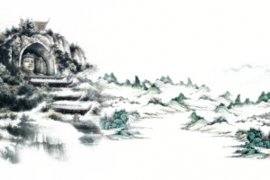 中国风山水画大佛