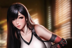 最终幻想12周年 蒂法礼服4k手机壁纸竖屏美女
