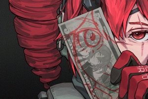 红色头发个性女孩 红色眼睛 3440x1440带鱼屏壁纸