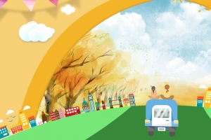 秋高气爽出游卡通文艺景色banner