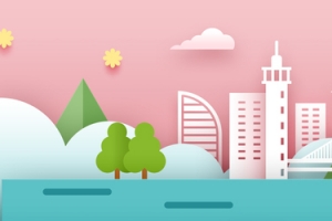 城市矢量扁平清新banner