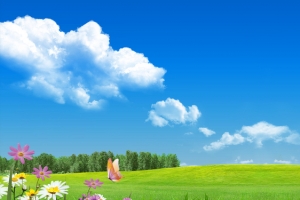 蓝天绿草地