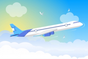 出游季扁平化天空旅游背景