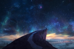 星空 山顶 一个人 梦幻唯美 4K风景壁纸 3840x2160