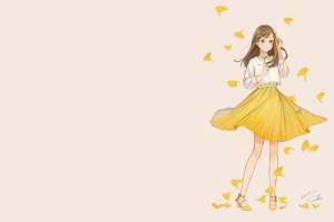 秋天可爱女孩3440x1440动漫壁纸