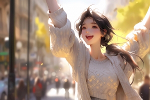 秋天 可爱女孩 4K动漫壁纸