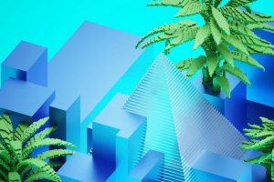 金字塔 棕榈树 人物 3d 4k壁纸 3840x2160