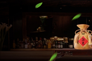 新款美酒中国风绿叶背景