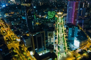 城市 鸟瞰图 建筑 道路 灯光 夜间 4k壁纸 3840x2160