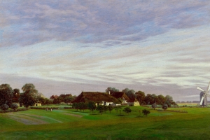 房子,风车,卡斯帕大卫弗里德里希,绘画风景5k图片