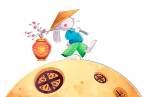 中秋节月亮兔子卡通