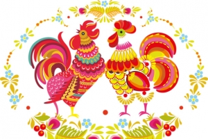 中国风公鸡彩绘