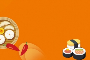 卡通日式面拼接橙色banner