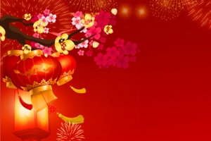 狗年吉祥小清新烟花红色banner