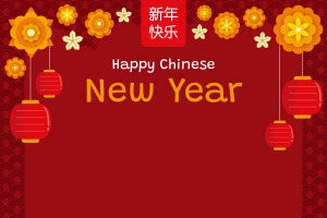 红色新年狮子灯笼背景