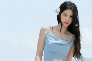 海边蓝色裙子美女王楚然 3440x1440带鱼屏壁纸