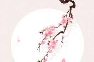 复古元素红色桃花高清
