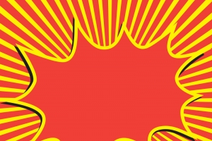 黄色线条漫画放射性红色矢量素材主图