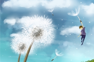飞翔的蒲公英插画