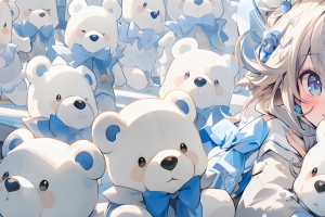 可爱小女孩玩具熊3440x1440带鱼屏壁纸