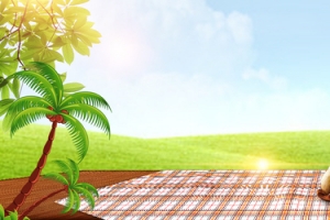新鲜水果篮促销简约景色蓝色banner
