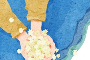 捧花的小女孩