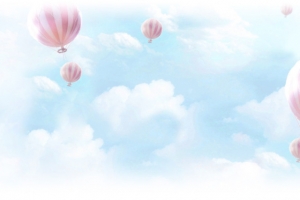 梦幻天空粉色热气球背景图