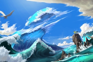 蓝色背景励志海浪图片