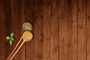 深色木板勺子辣椒Banner