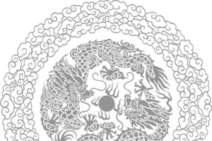 复古圆形龙纹祥云