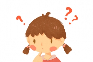 儿童插画带问号的小女孩