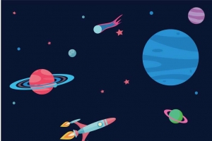卡通太空宇宙星星地球