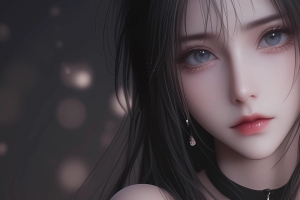黑色长发女子 暗色系 唯美3440x1440带鱼屏壁纸