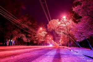 城市 冬天 photoshop 道路 雪地 4k壁纸 3840x2160