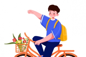 毕业季骑车出游的男孩
